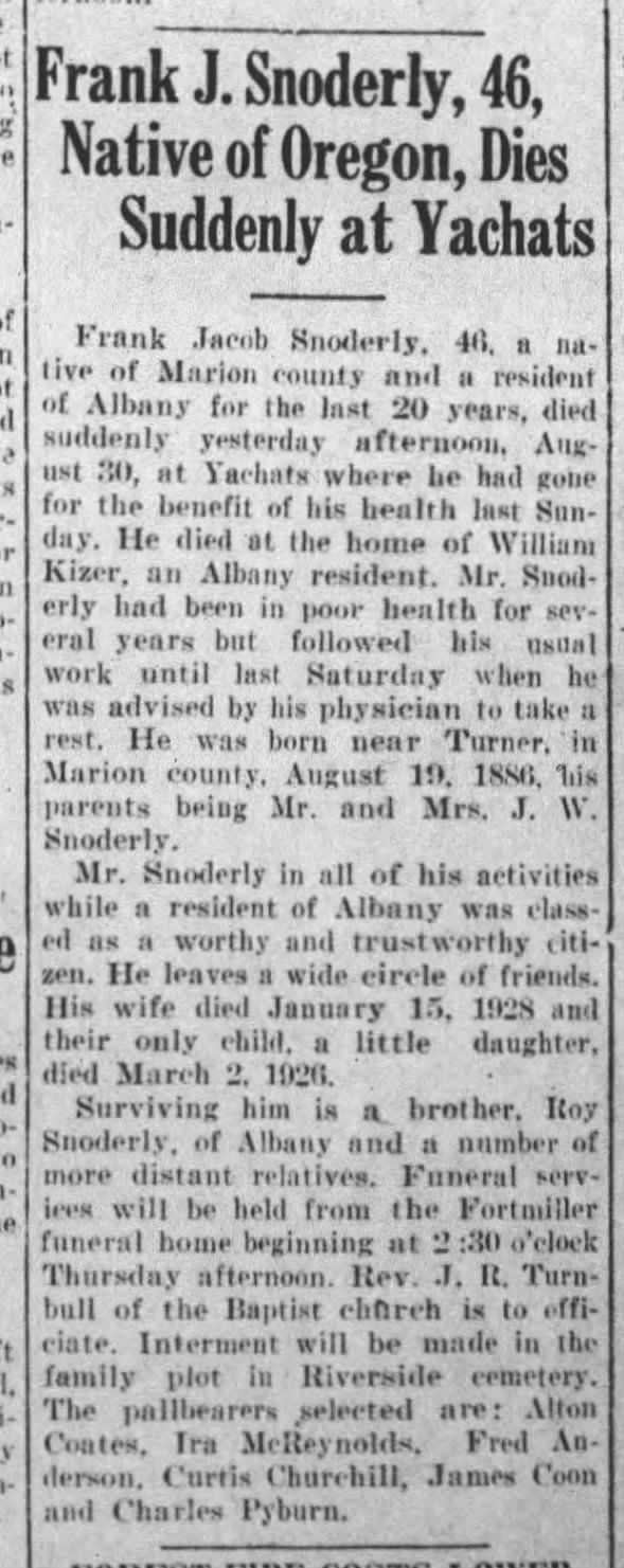 Clipping from Albany Democrat-Herald
